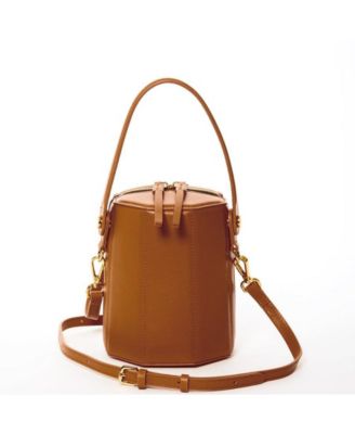 Chocolate Brown Leather Bucket Bag Small Crossbody Purse Women's Handbag