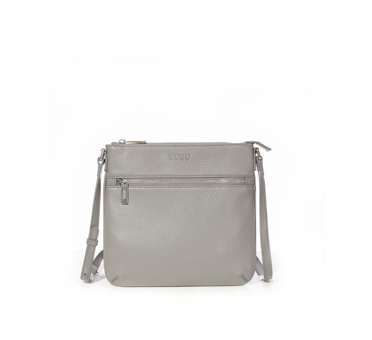 Leather Messenger Bag Grey Leather Crossbody Purse Women's Handbag