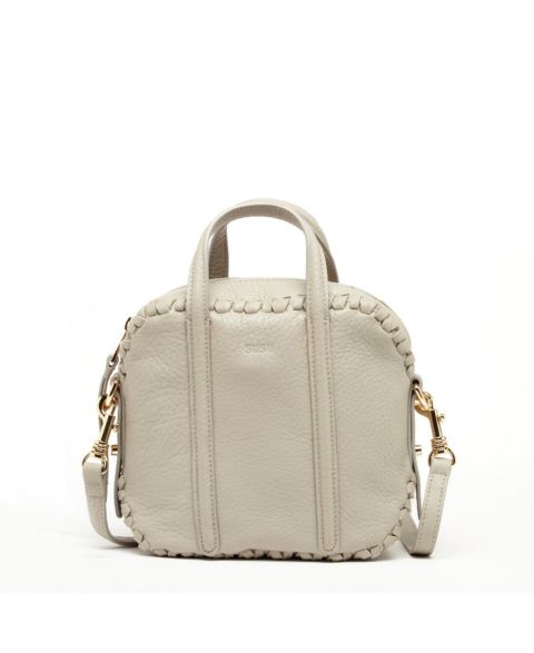 Женская сумка SUSU The Evelyn Gray Leather Crossbody, цвет: Серо-бежевый / Бежевый