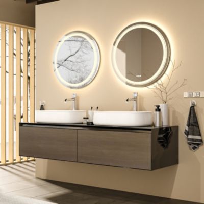 24" Round Shape Led Bathroom Mirror Anti-Fog Wall Mounted Backlit Vanity Mirror