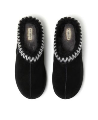 Dearfoams Men's Fireside by Grafton Genuine Shearling Clog Slipper with Taping