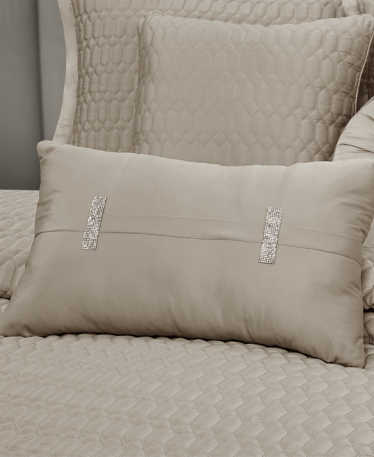 J Queen New York Brilliance Quilted Boudoir Decorative Pillow, 12" X 20" In Pebble