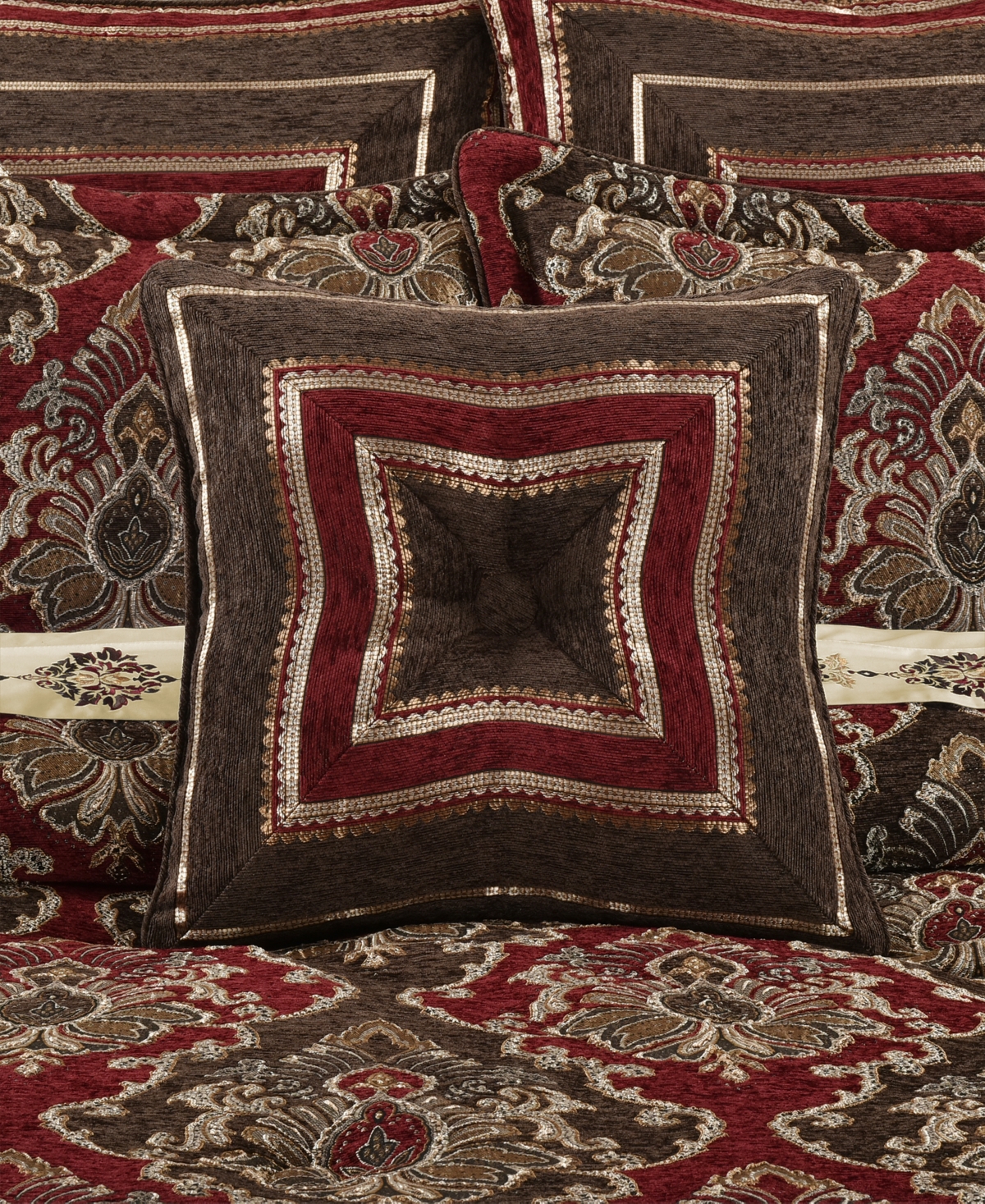 J Queen New York Cerino Decorative Pillow, 18" X 18" In Chocolate