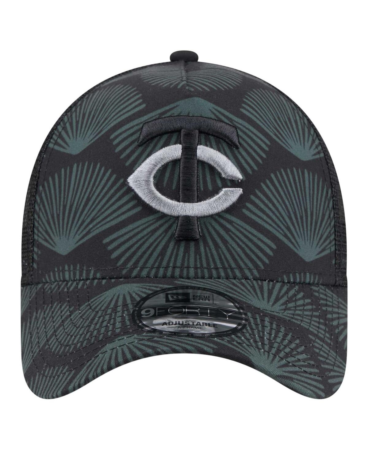 NEW ERA MEN'S BLACK MINNESOTA TWINS 9FORTY A-FRAME TRUCKER ADJUSTABLE HAT 