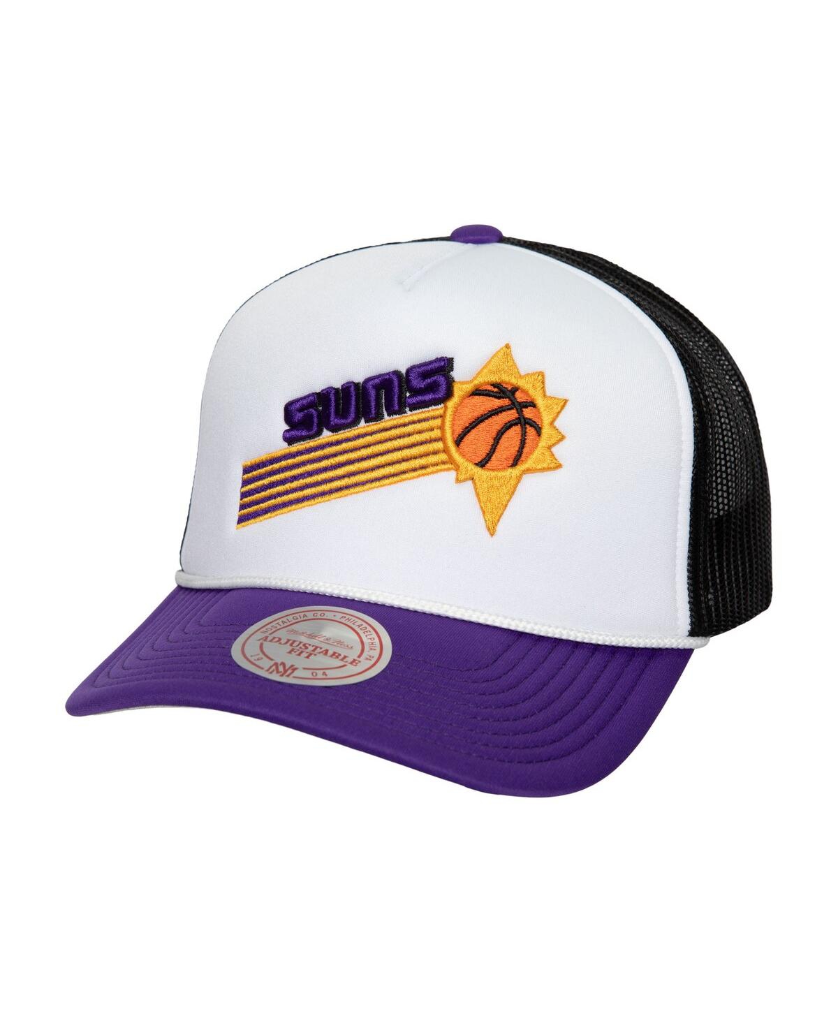 Mitchell & Ness Men's White Phoenix Suns Hardwood Classics Blocker Foam Front Trucker Snapback Hat In White