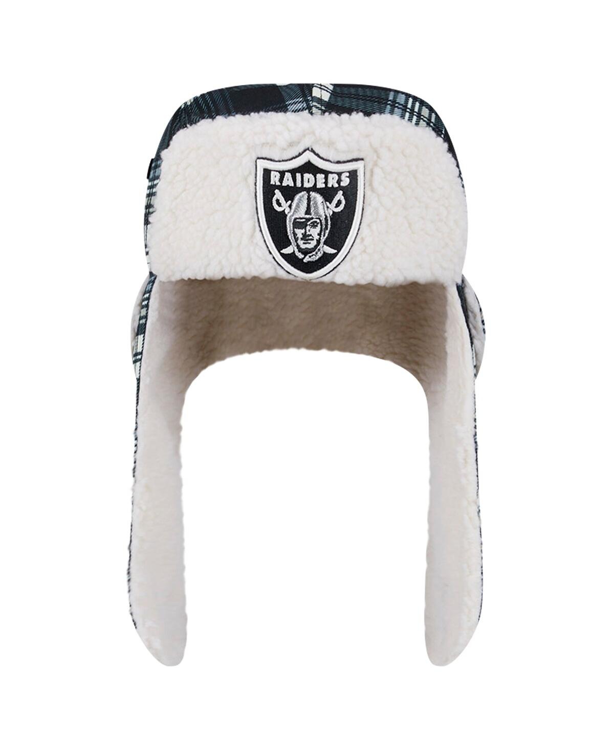 Shop New Era Black Las Vegas Raiders Sideline Plaid Sherpa Trapper Hat