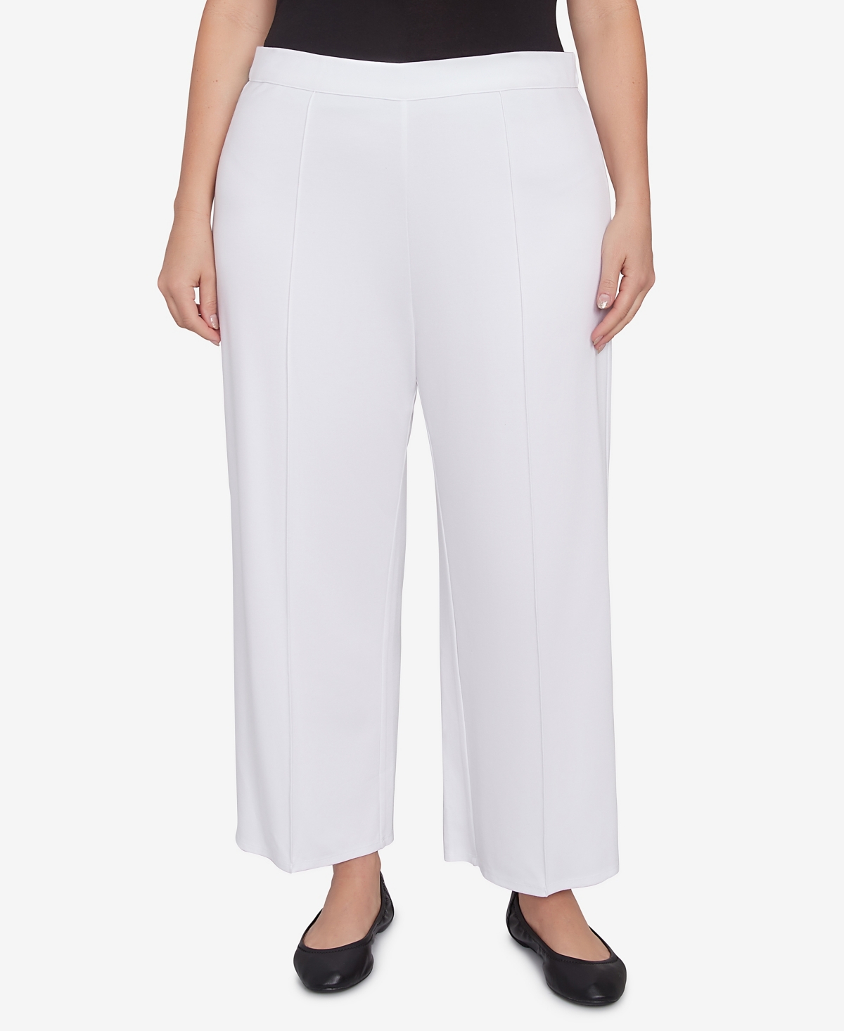 Plus Size Nantucket Pleated Wide Leg Ankle Pants - White