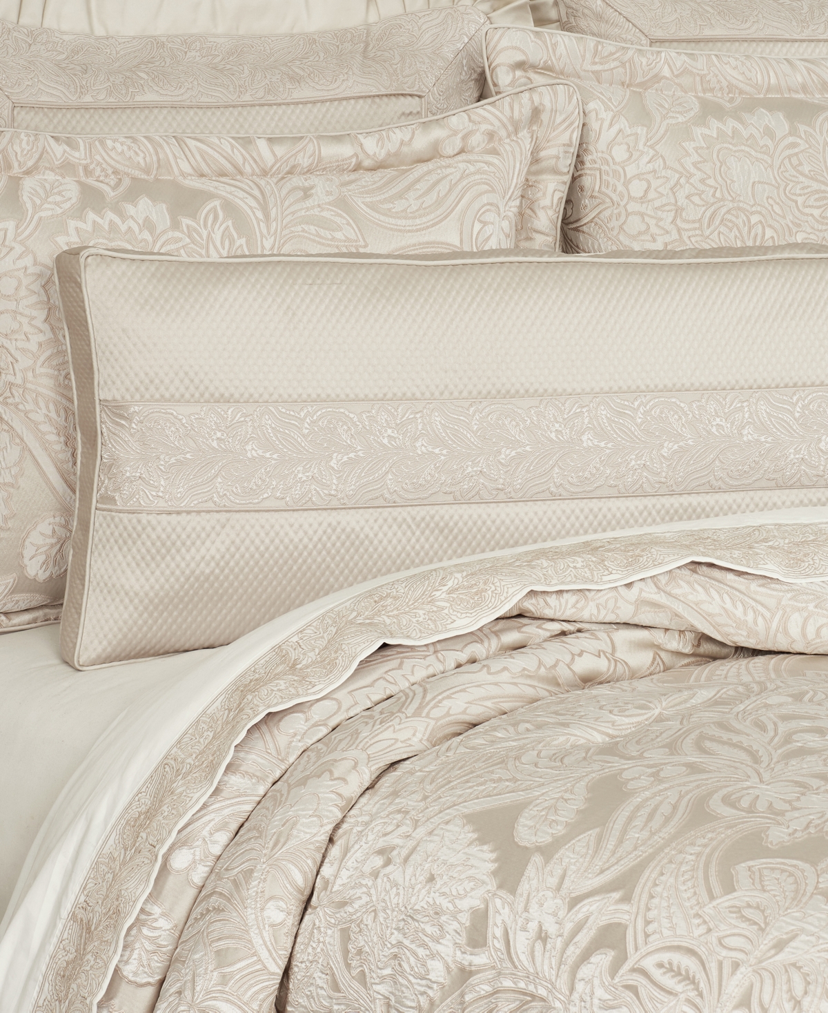 J Queen New York Villanova Bolster Decorative Pillow, 15" X 52" In Alabaster