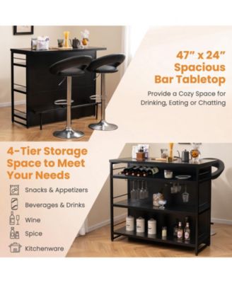 Kitchen Island with 4-Tier Storage Shelf and Long Footrest Stylish and Functional Home Storage Solution