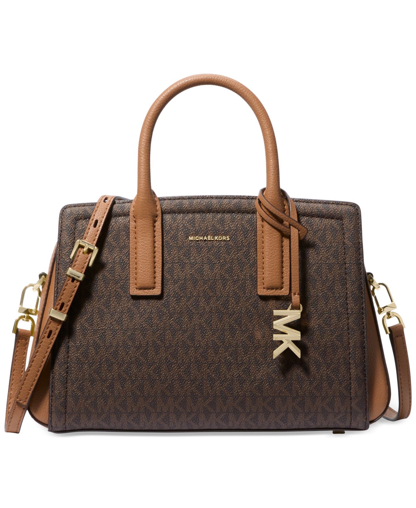 Женская сумка Michael Kors Laila Small Signature Logo Satchel Handbag, цвет: Коричневый — фото 1