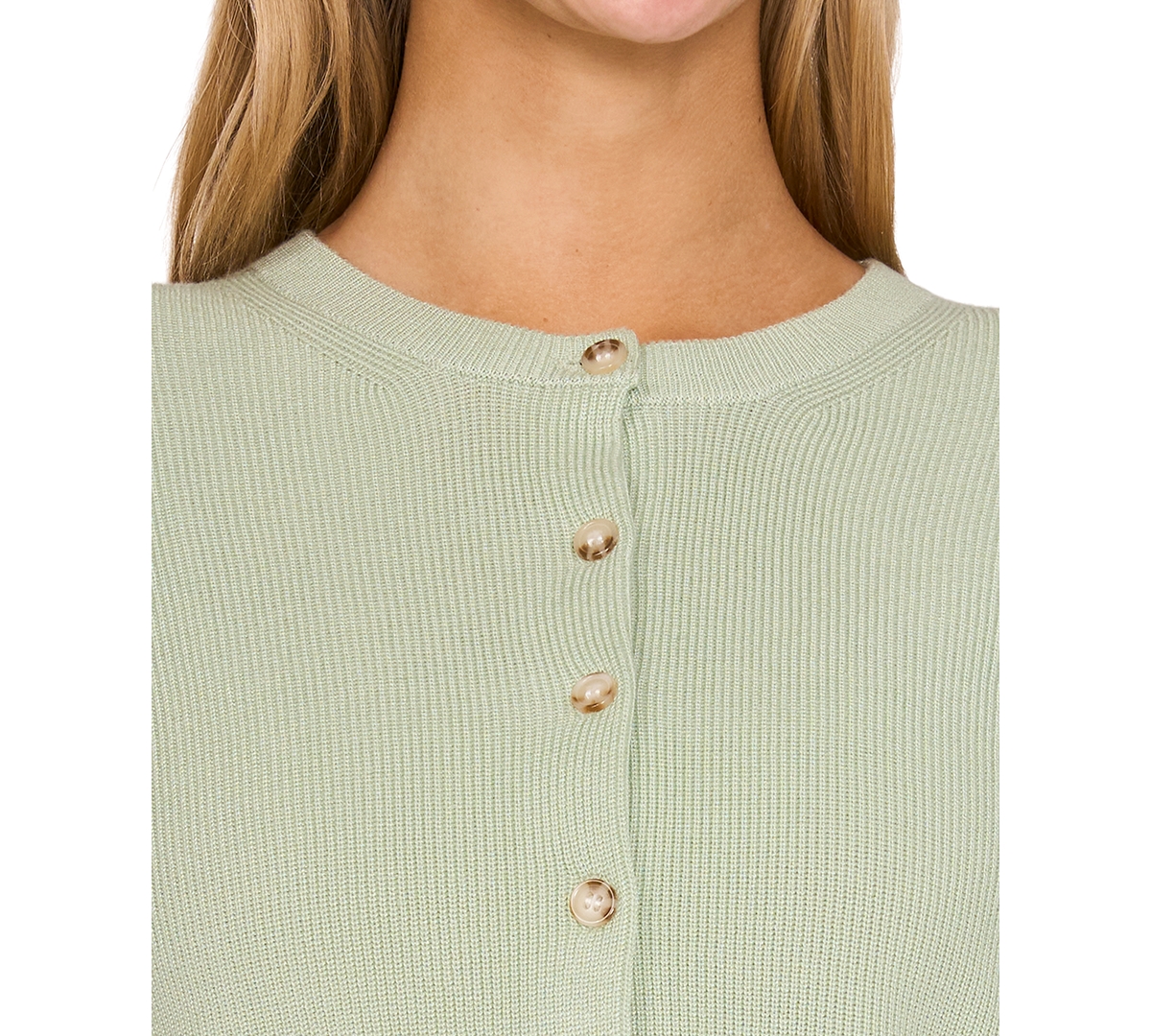 Shop Cece Women's Button-front Knit Cardigan In Slit Green
