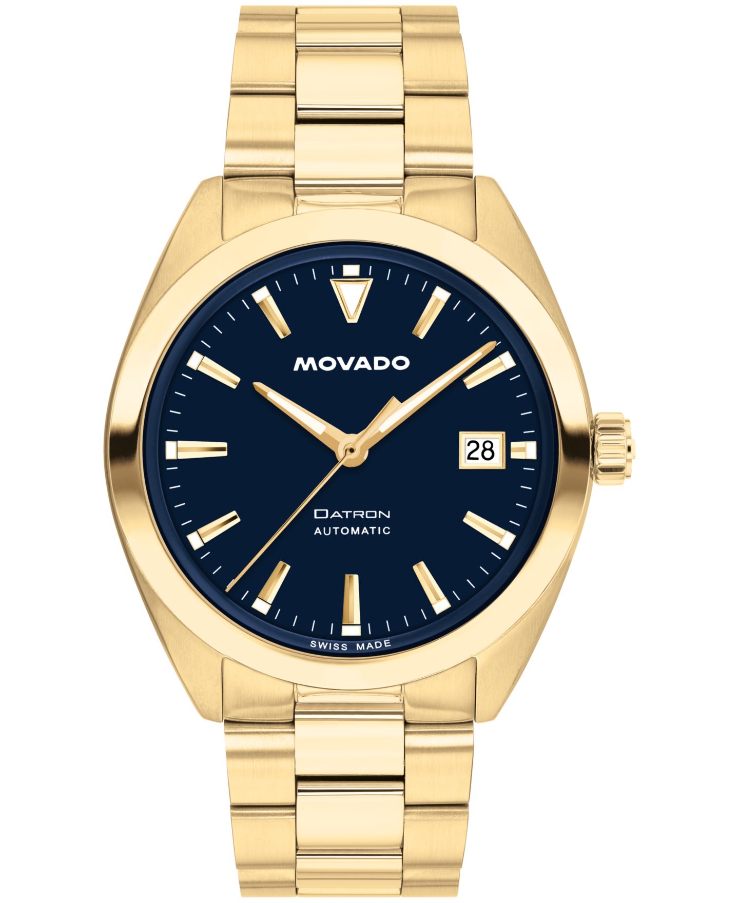 Мужские часы Movado Datron Swiss Automatic Ionic Plated Light Gold Steel Watch, 39mm — фото 1