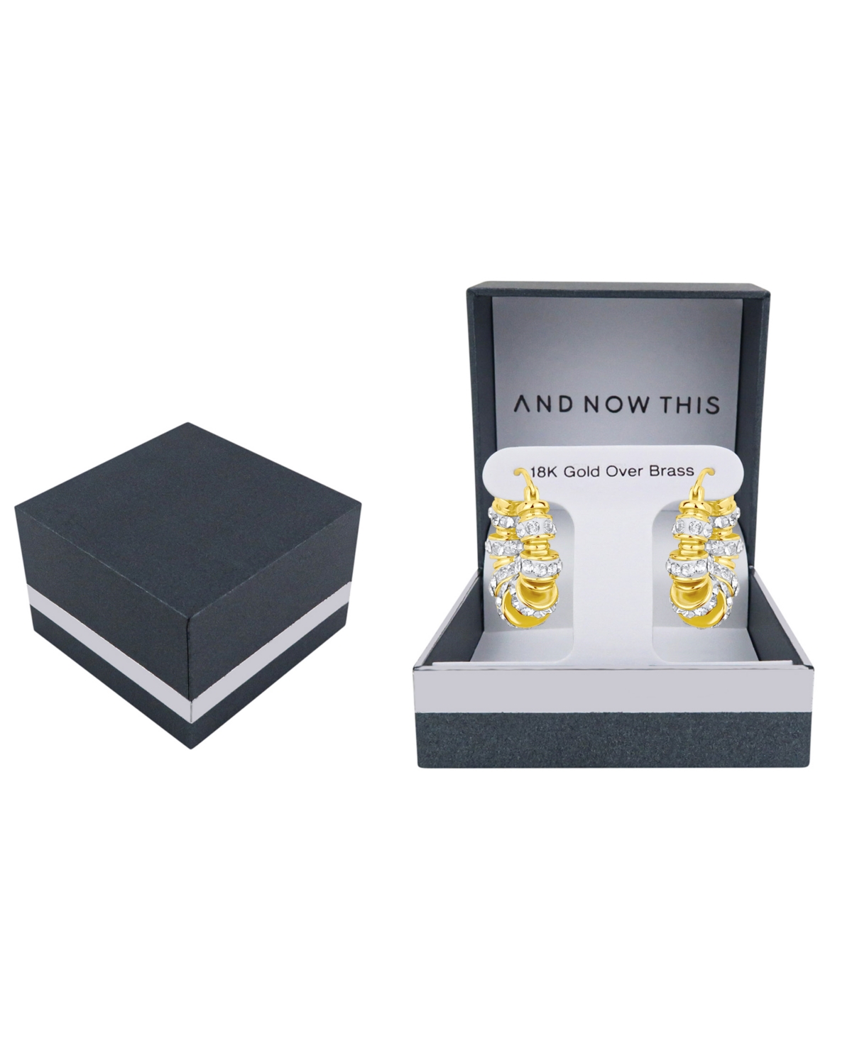 And Now This Clear Crystal Click Top Hoop Earrings In Gold