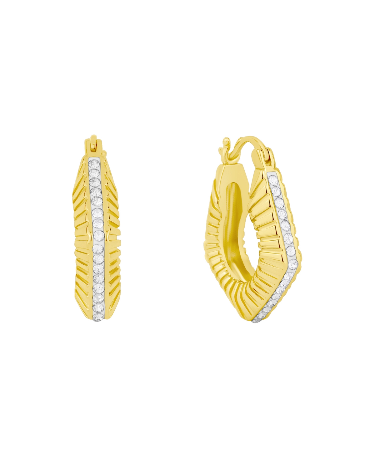 Clear Crystal Click Top Hoop Earrings - Gold