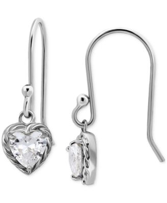 Cubic Zirconia Heart Drop Earrings, Exclusively at Macy's