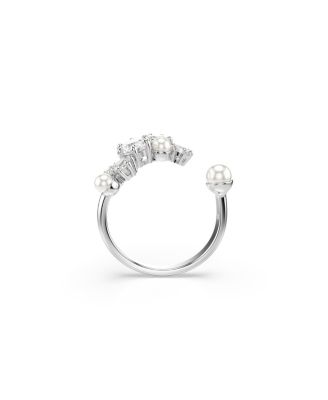 Crystal Cultivated Pearl Round Cuts Statement Ring