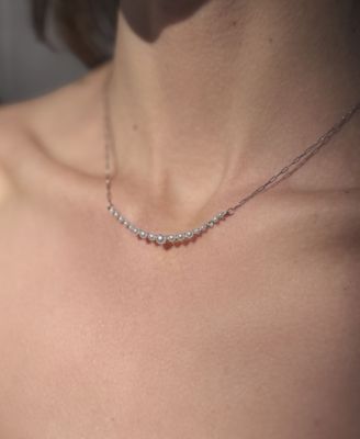 Adjustable Cultivated Pearl Curved Bar Necklace