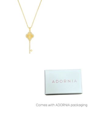 Adjustable Cubic Zirconia Pave Clover Key Pendant Necklace