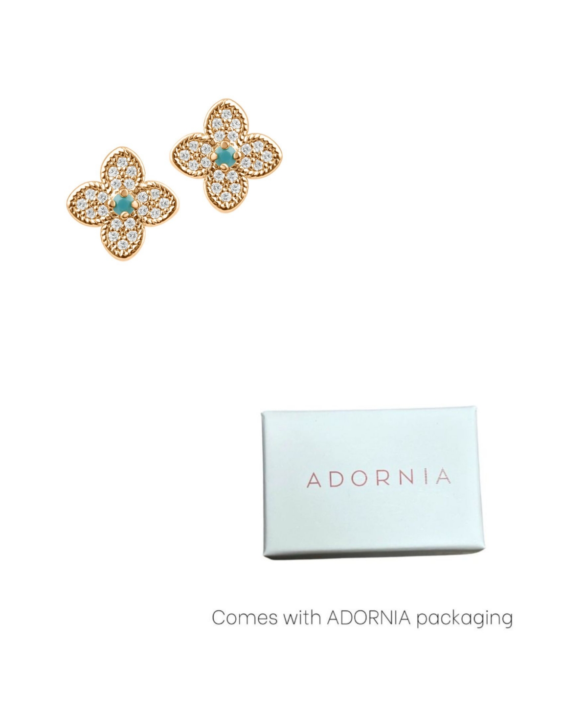 Adornia 14k Rose Gold Plated Turquoise Flower Earrings In Rose Gold,blue