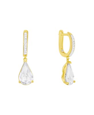 Clear Crystal Drop Hoop Earrings