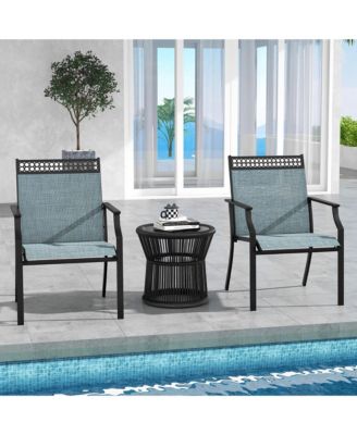Patio Dining Chairs Set of 4 All Weather Outdoor Chairs w/ High Back & Armrests