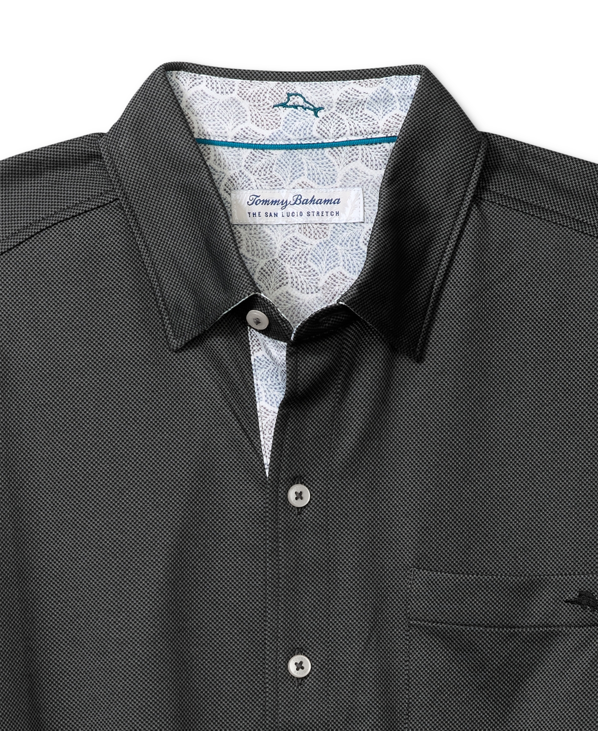 Tommy Bahama San Lucio Tri Leaf Geo Happy Hour Islandzone® Button-up Shirt In Black