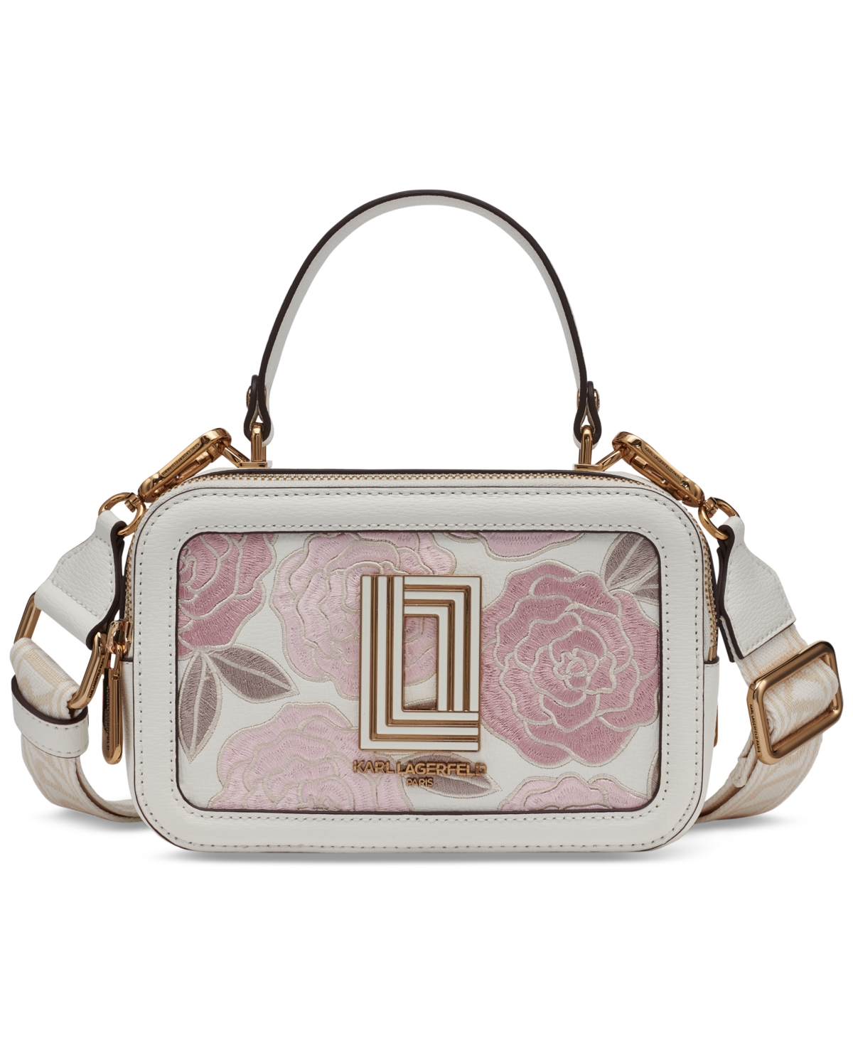 Karl Lagerfeld Simone Small Lunchbox Crossbody Bag In White,pink