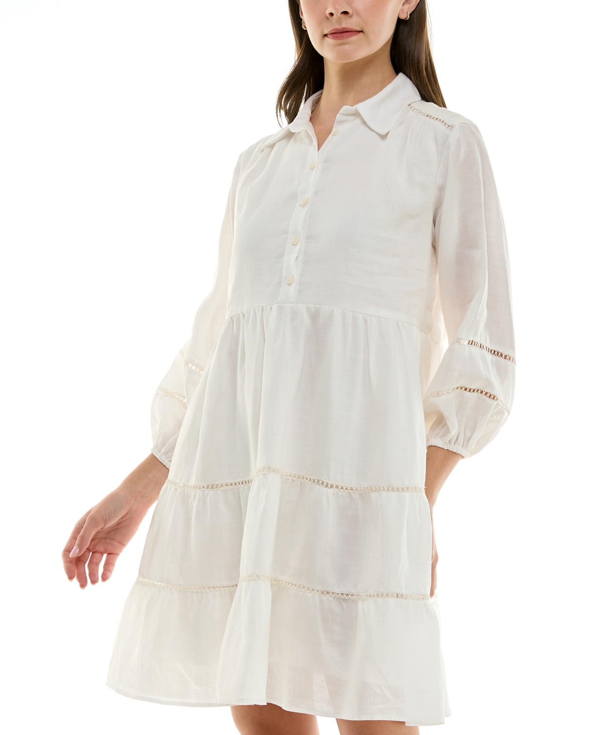 Taylor Petite Linen-blend Shirtdress In Ivory