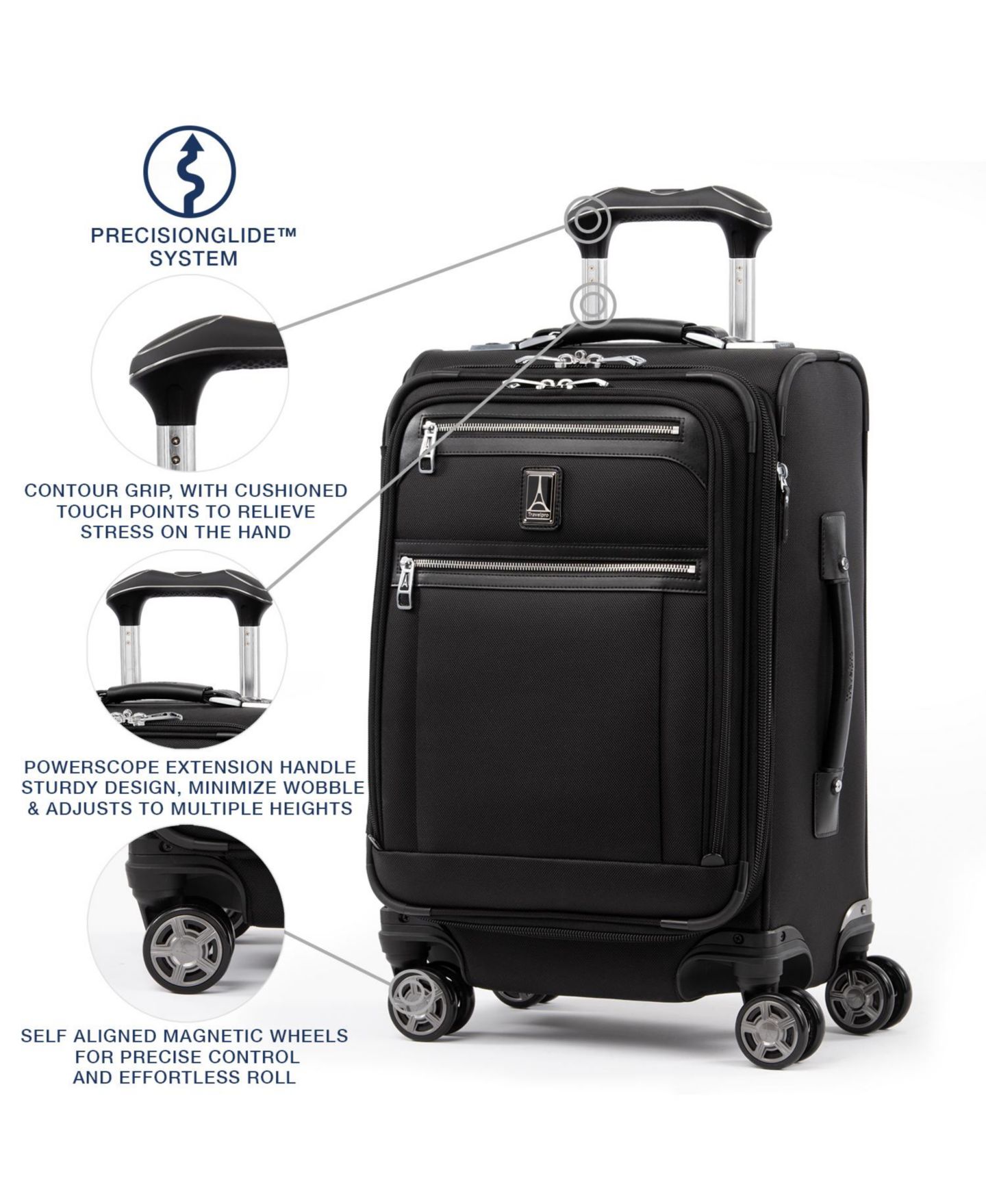 Чемодан Travelpro Platinum Elite Business Plus 20" Carry-on Spinner, цвет: Теневой чёрный — фото 12