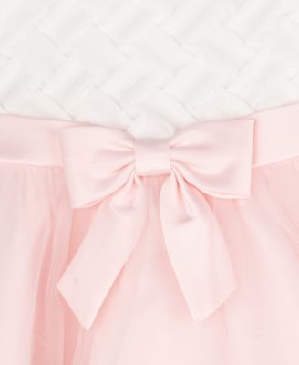 Baby Girl Two-Tone Basket Weave Social Dress