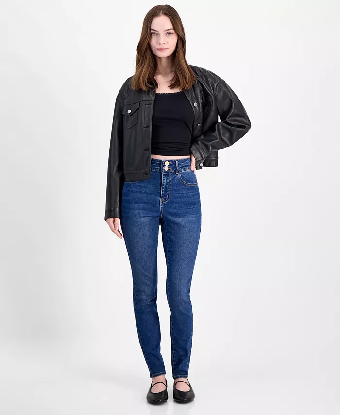 Curvy High Rise Double Button Skinny Jeans - thumbnail 5