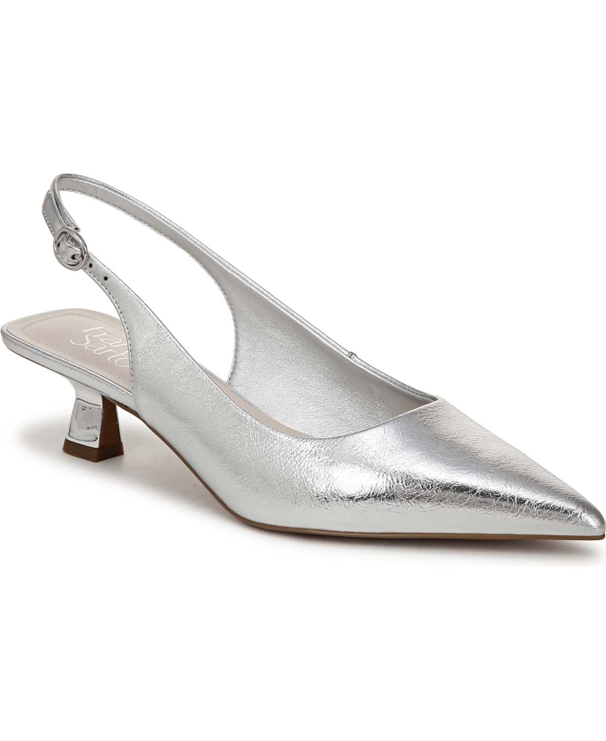 Franco Sarto Jaden Pointed Toe Slingback Pump In Silver Faux Leather