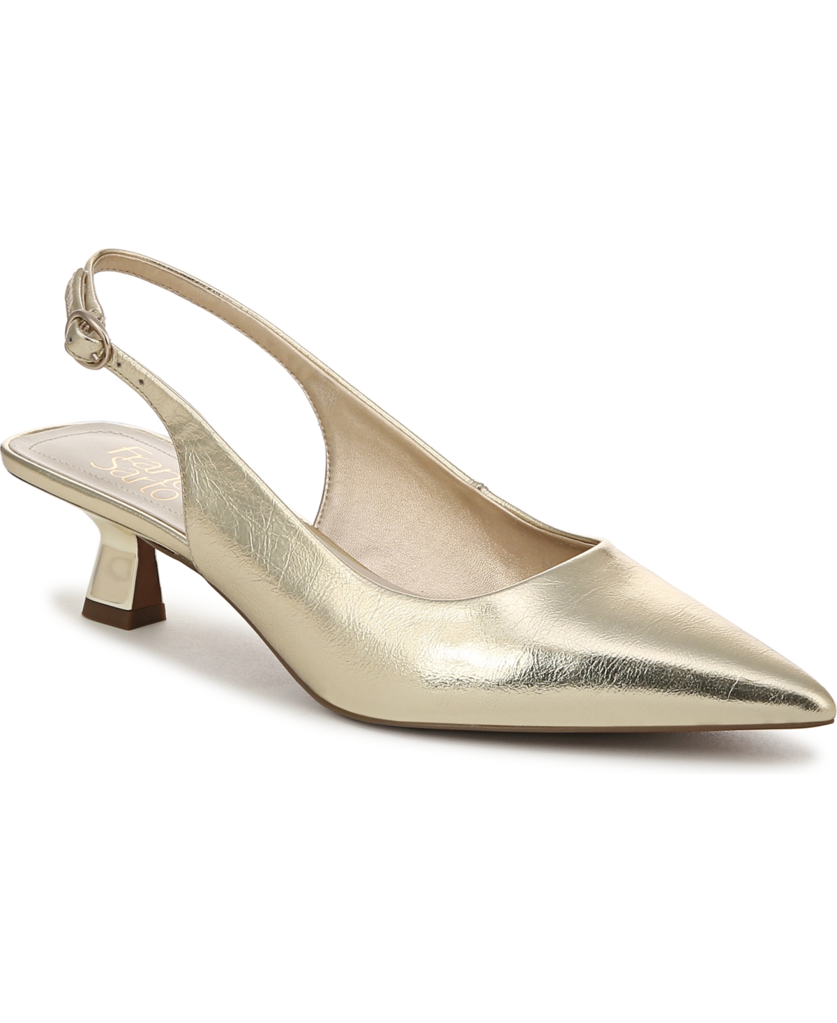 Franco Sarto Jaden Pointed Toe Slingback Pump In Platino Gold Faux Leather