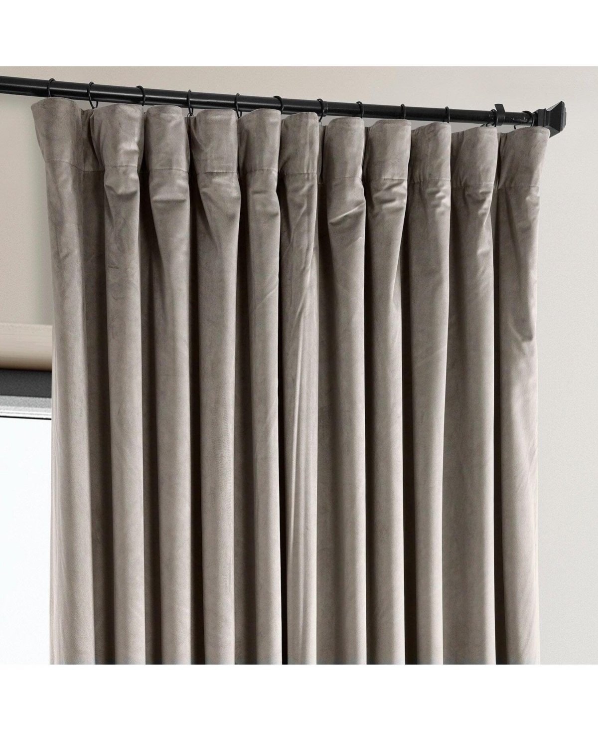 Half Price Drapes Library Taupe Extra Wide Signature Plush Velvet Hotel Blackout Curtain In Beige,tan