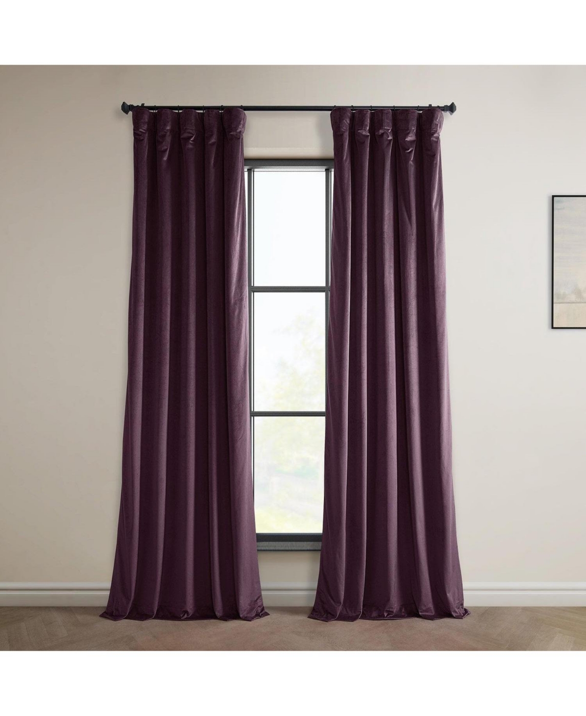 Half Price Drapes Heritage Plush Velvet Room Darkening Curtain In Purple