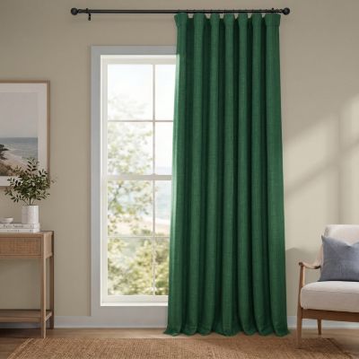 Extra Wide Faux Linen Room Darkening Curtains for Bedroom and Living Room Curtains (1 Panel)