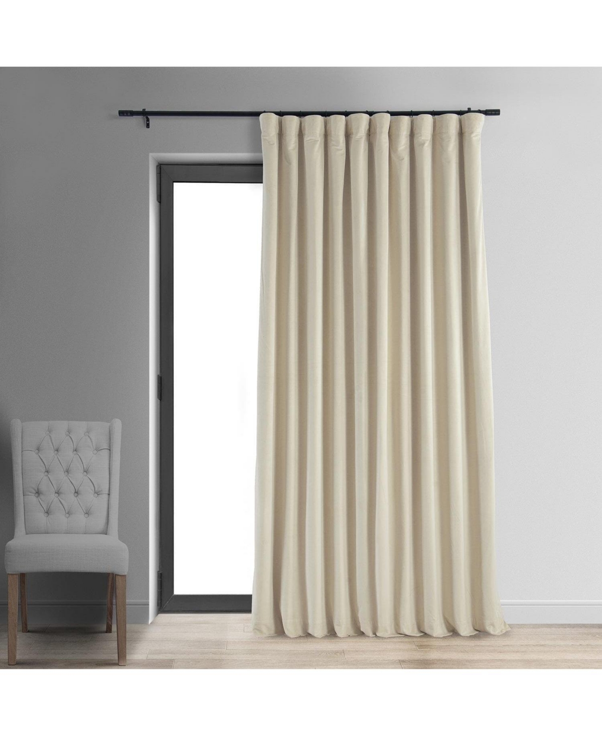 Half Price Drapes Neutral Ground Signature Extra Wide Velvet Blackout Curtain In Cream