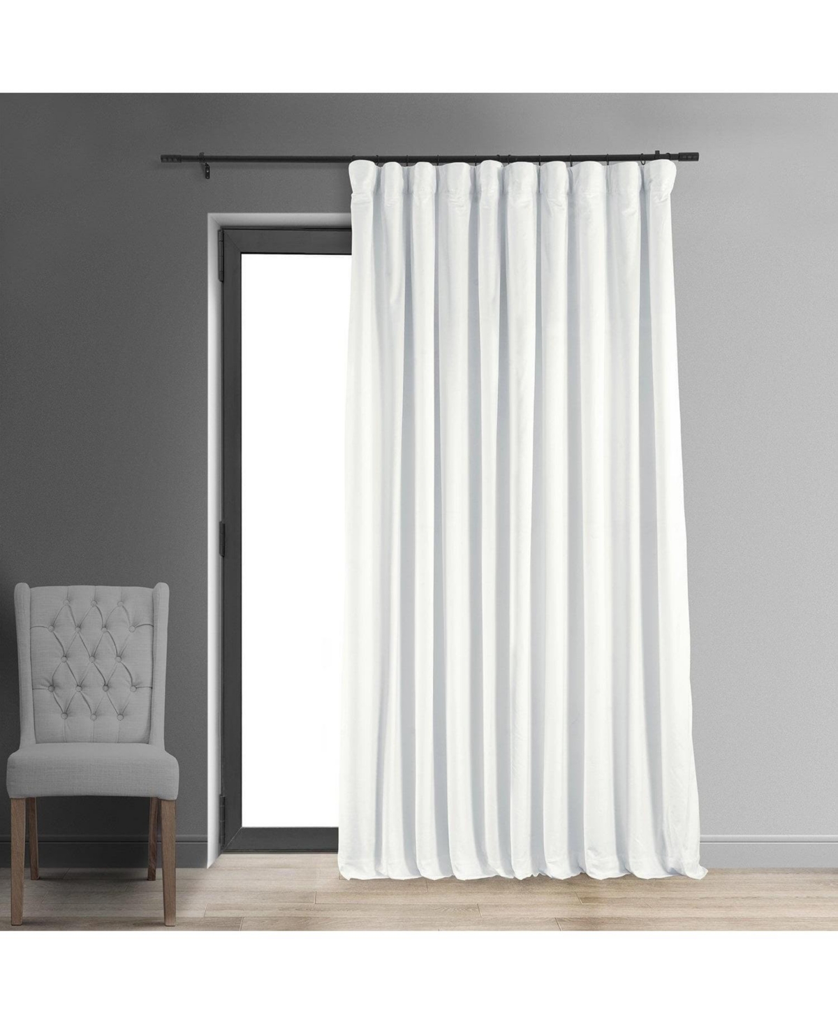 Half Price Drapes Primary White Signature Extra Wide Velvet Blackout Curtain In White