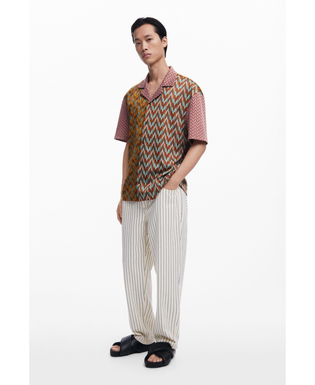 Shop Desigual Men's Sixties Jacquard Shirt In Brown