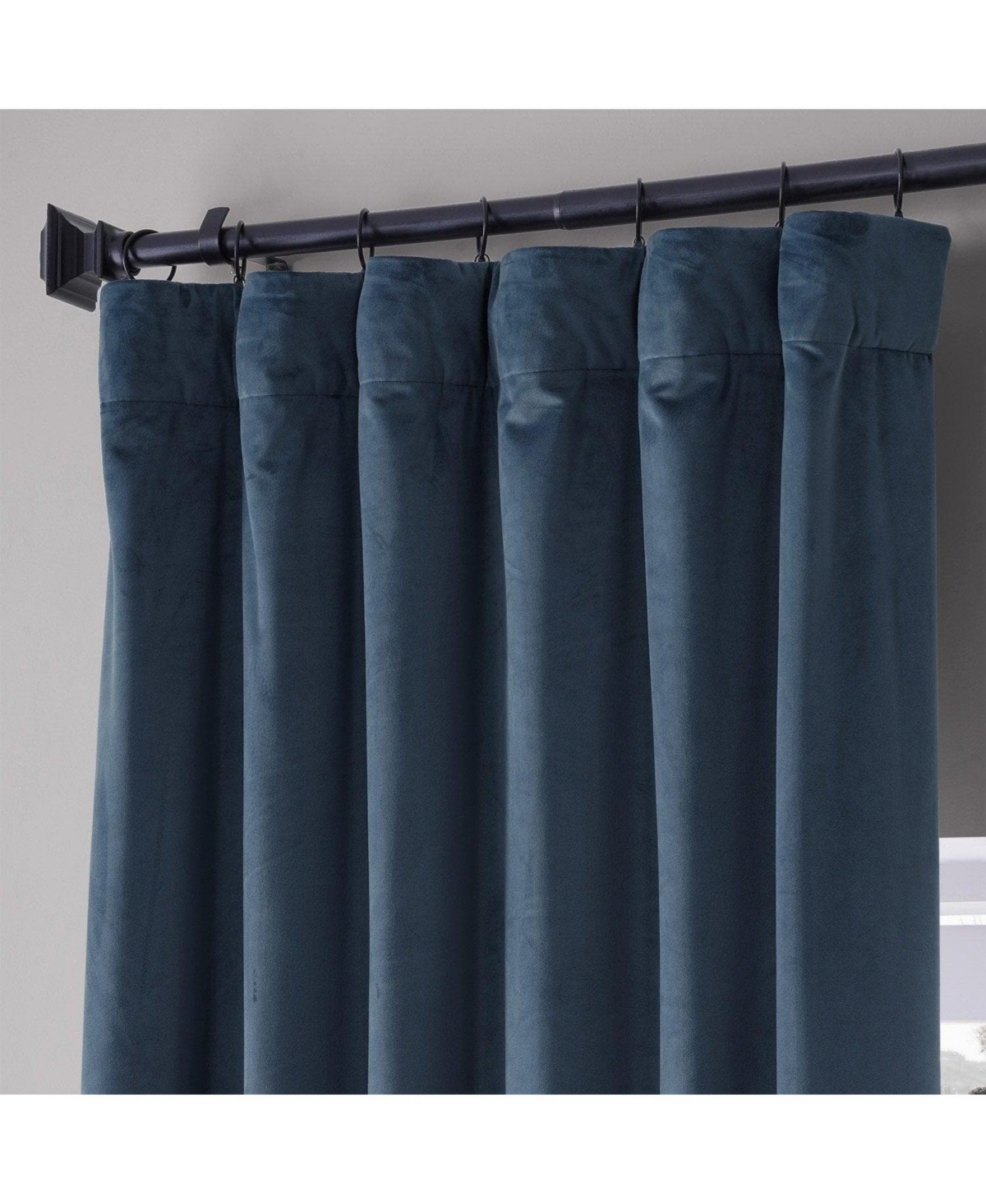 Half Price Drapes Varsity Blue Signature Plush Velvet Hotel Blackout Curtain In Blue