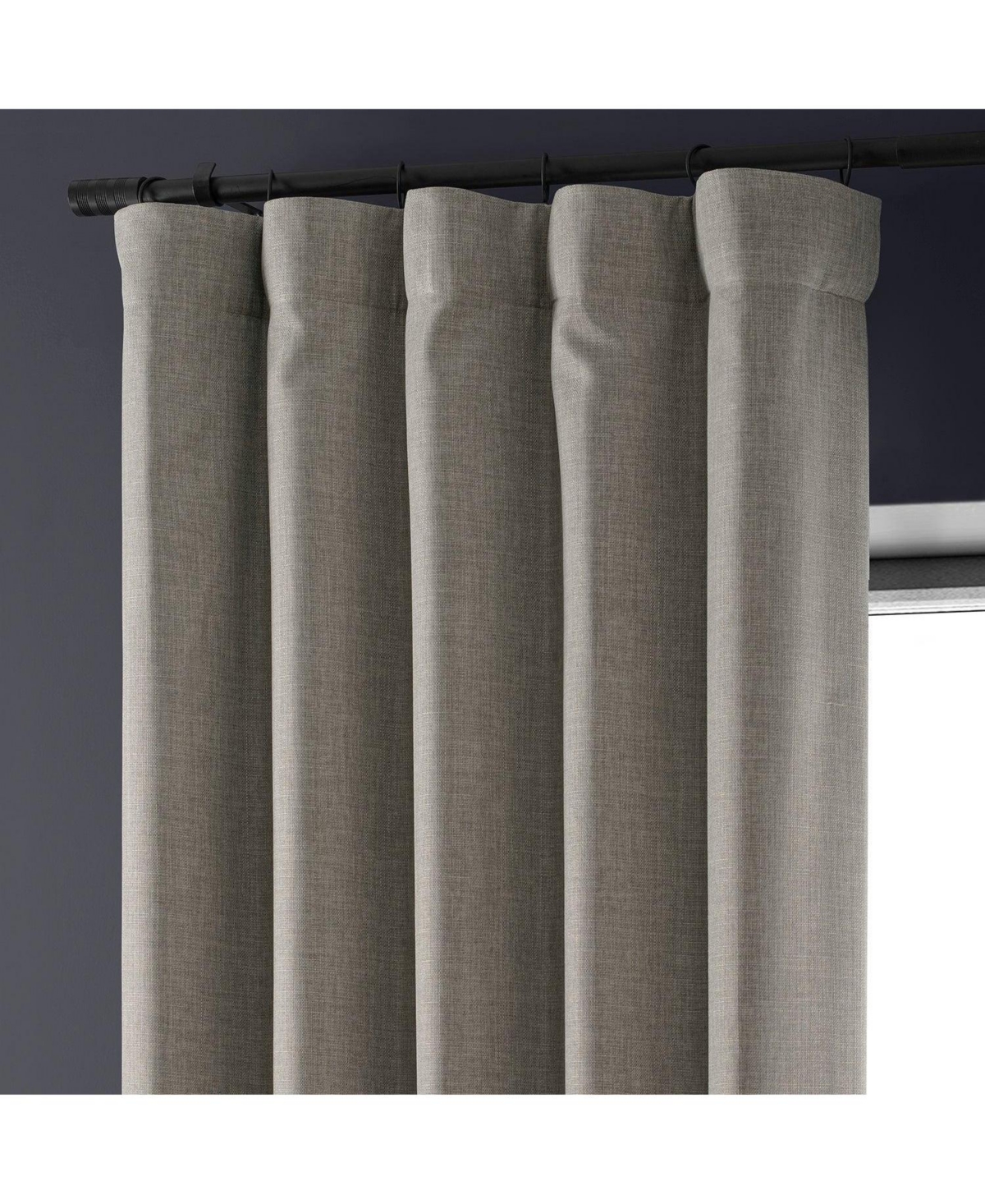 Half Price Drapes Destination Slate Faux Linen Hotel Blackout Curtain In Grey