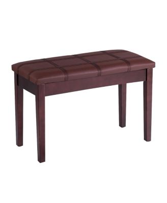 Double Piano Bench with PU Leather Seat and Hidden Storage, Solid Wood Frame