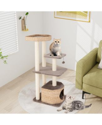 4-Layer Cat Tower with Scratching Posts, Condo & Washable Cushions Cozy & Fun Multi-Level Cat Tree