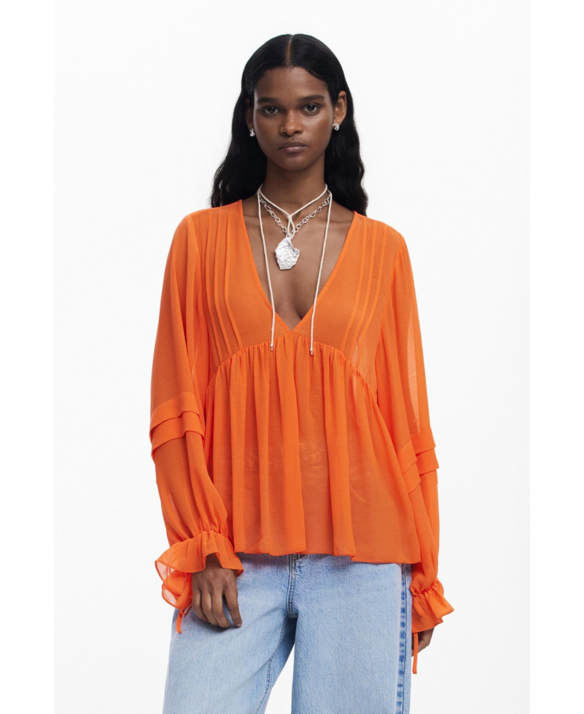 Women's Layered blouse - Orange