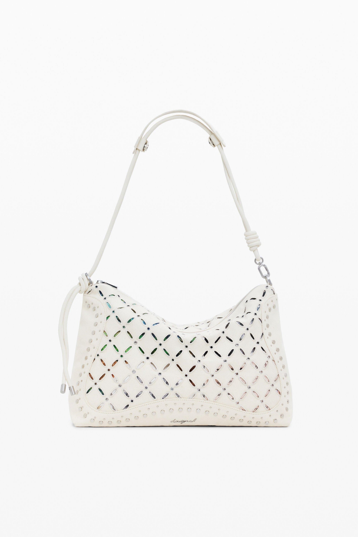 Women's Medium perforated crossbody bag - Beige