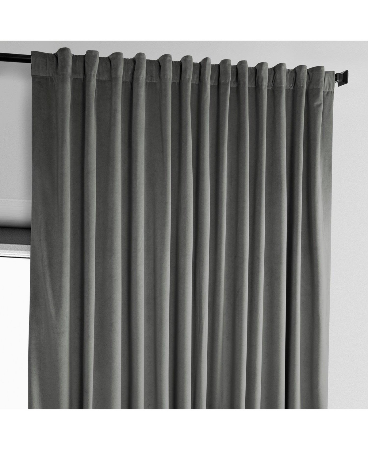 Half Price Drapes Destiny Grey Extra Wide Heritage Plush Velvet Room Darkening Curtain In Grey