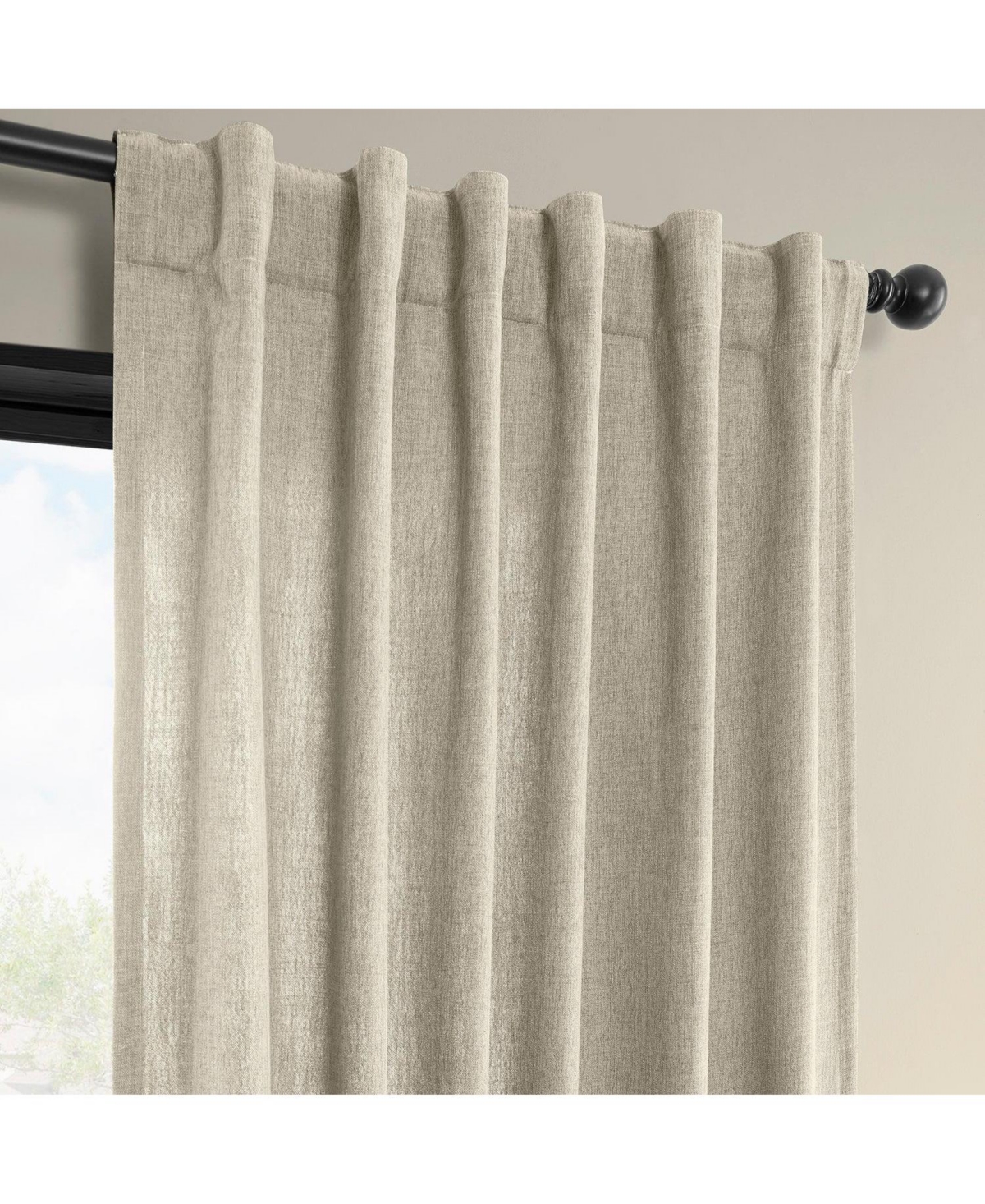 Half Price Drapes Light Beige Simply Faux Linen Light Filtering Curtain Pair (2 Panels) In Multi