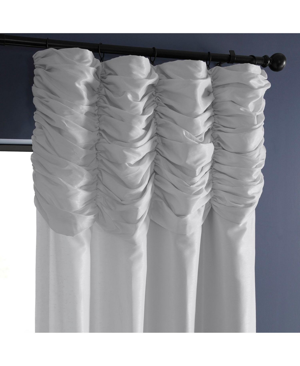 Half Price Drapes Ice Ruched Vintage Textured Faux Dupioni Silk Curtain In White