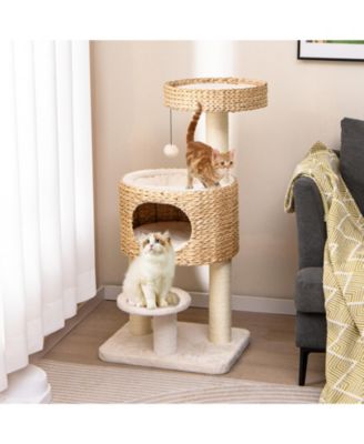 Modern Cat Tower with Top Perch, Cattail, & Fluff Condo Stylish & Cozy Cat Tree for Indoor Cats