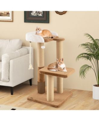 Modern Cat Tree for Indoor Cats with Plush Padded Perch & Dangling Ball Cozy & Fun Cat Tower
